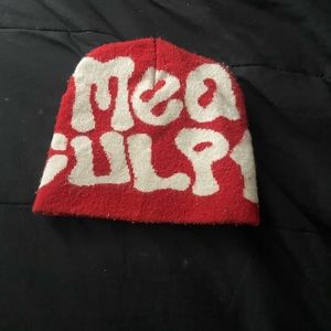 red mea culpa beanie